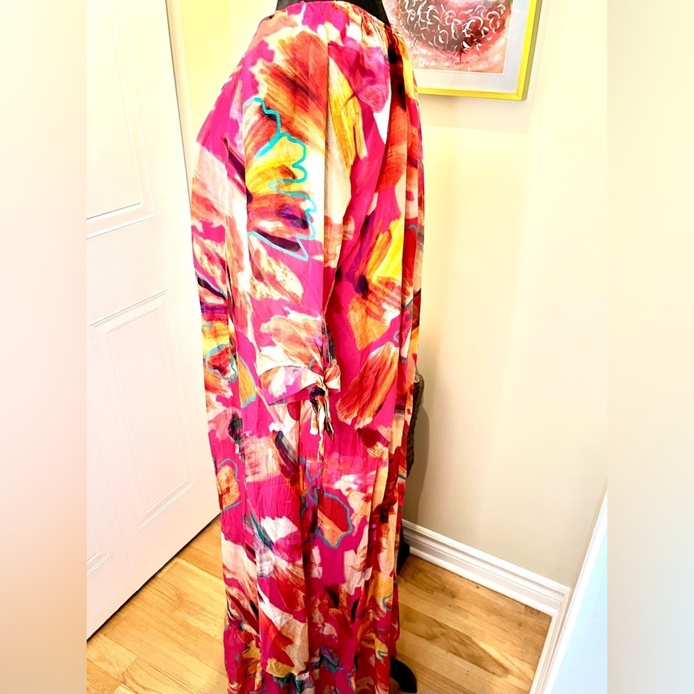 HF Moda Italia Floral Maxi Dress,Multicolour,Off Shoulder,Tie Sleeves ๐ธ๐บ๐ผ - Picture 15 of 16